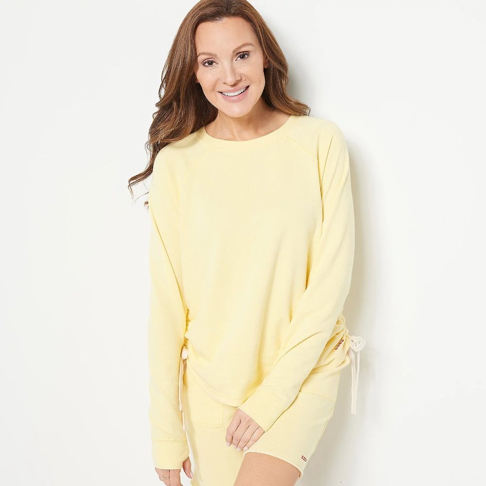 Peace Love World Crewneck Side Tie Pullover - Banana (sz S) A512562 - Picture 4 of 5